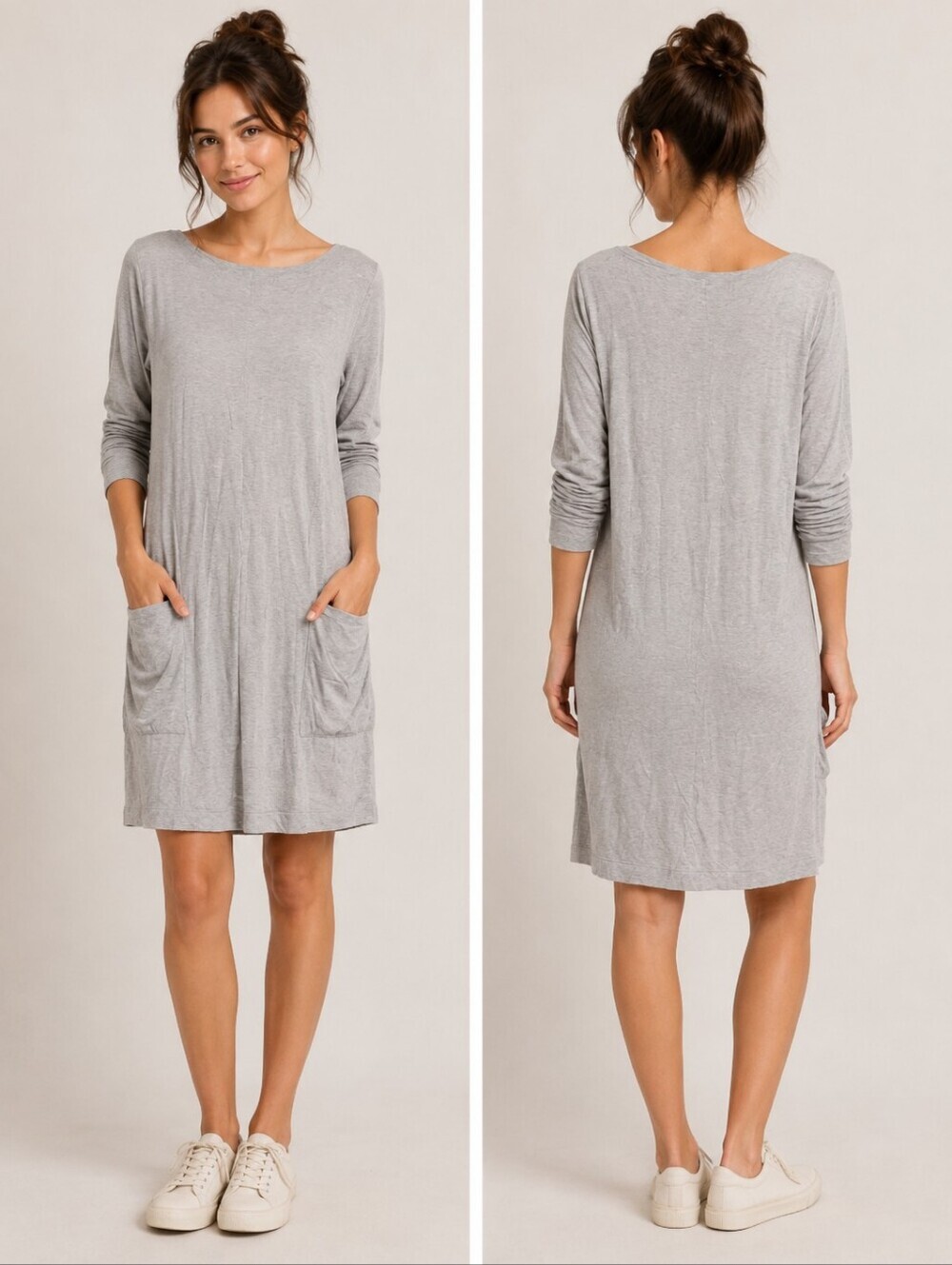 J. Crew Shift Dress Colette Grey Pockets Oversized Long Sleeves Women's XS EUC